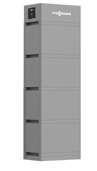 Batteria di accumulo Viessmann Battery HV2, una torre di moduli grigia